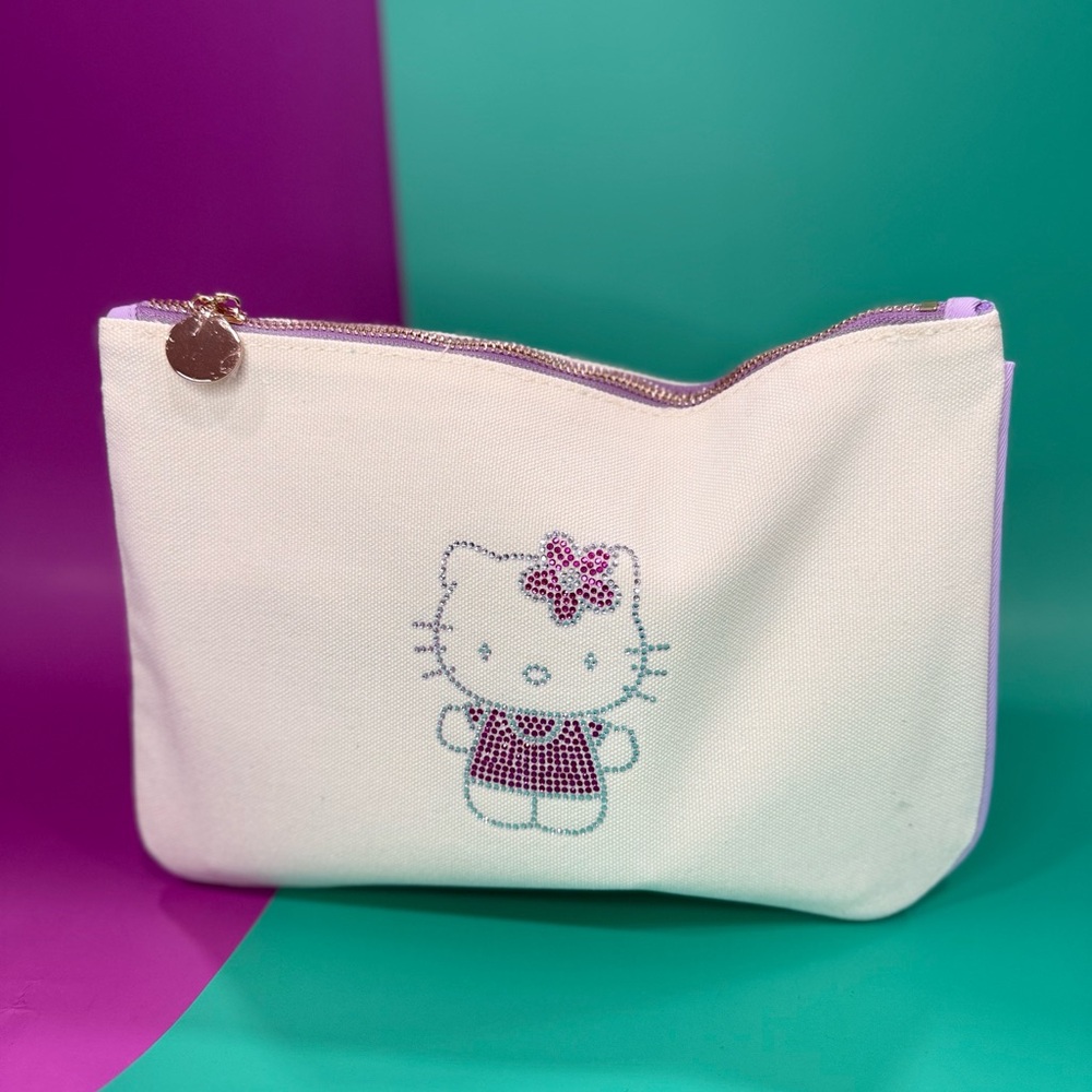 Canvas Cosmetic Pouch: Hello Kitty Rhinestone